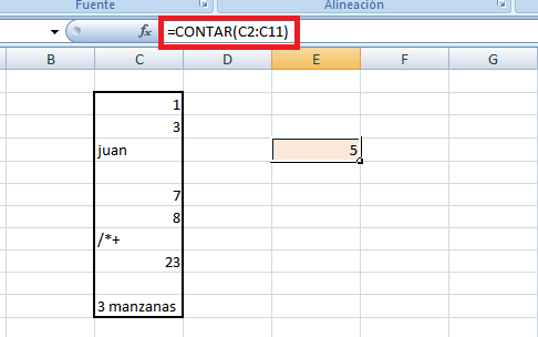 Resultado de imagen para funcion contar en excel