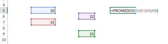 media aritmética en excel