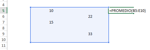 función promedio en excel