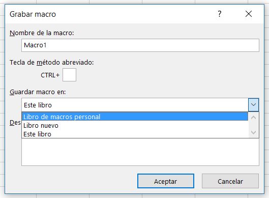 Seleccionar el libro de macros personal