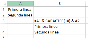 Concatenar utilizando salto de línea Concatenar utilizando salto de línea